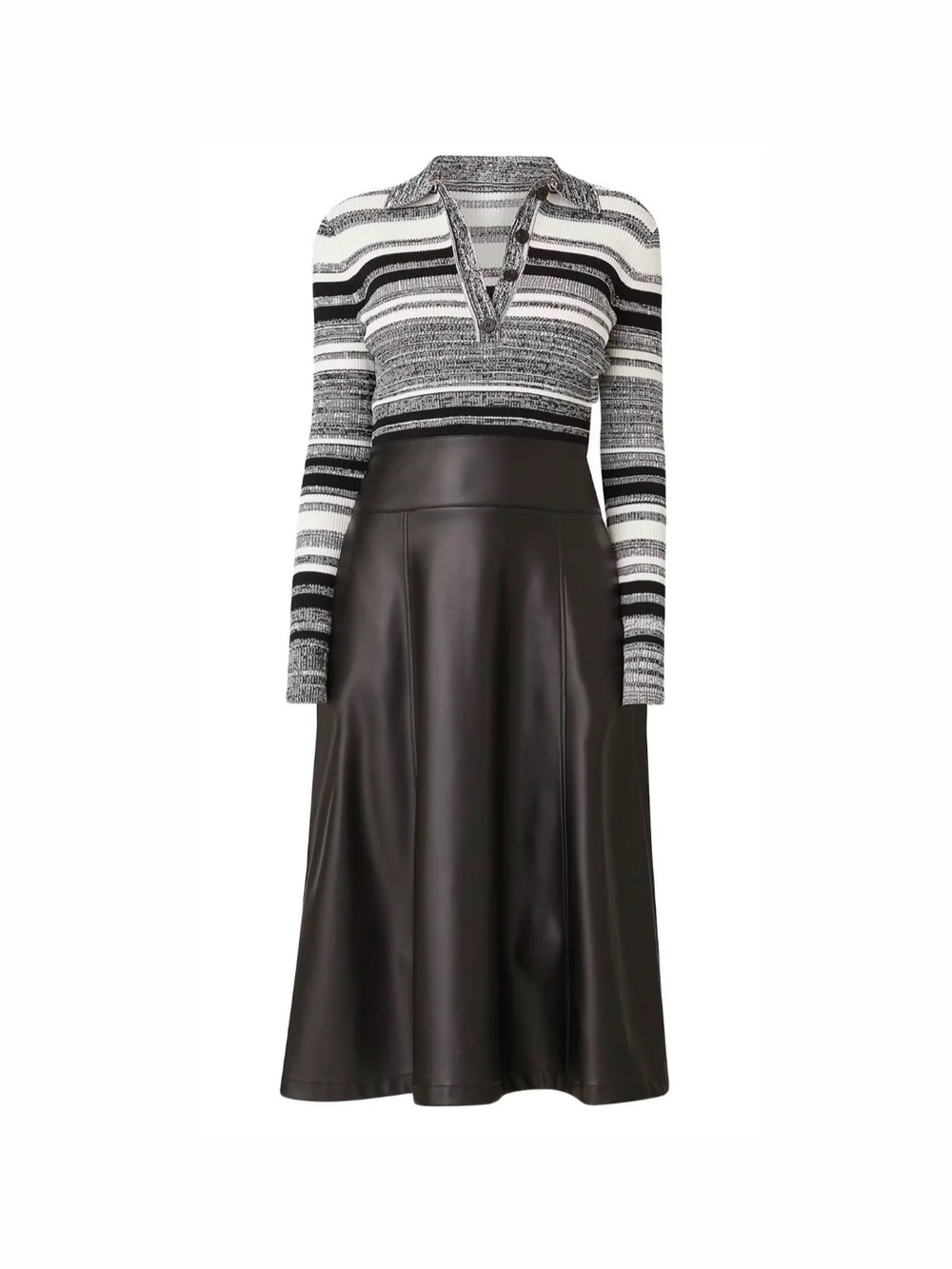 Shoshanna Avril Mixed Media Dress - Black/White size XL